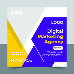 Digital marketing agency social media post template and Instagram post banner,Creative Idea Digital Marketing Agency Template