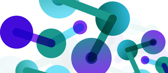 Line points connections geometric abstract background. Circles connected by lines. Trendy techno business template for wallpaper, banner, background or landing