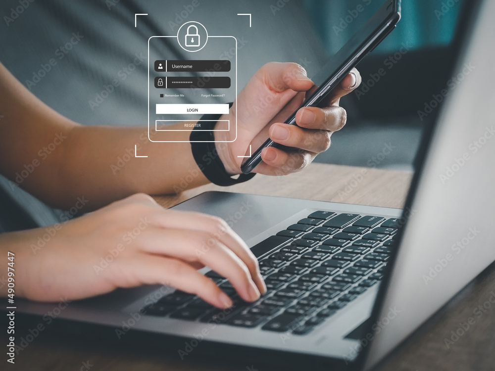 Poster access cyber-secure virtual world, login secure access to personal information, secure internet acce