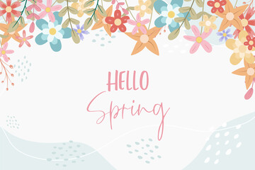 Beautiful hand drawn spring flower background
