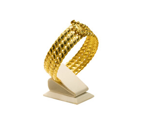 gold bracelet on isolated white background