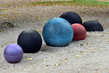 Large colorful balls in a playground