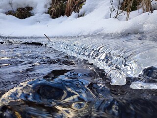 Melting icicles in spring on a 