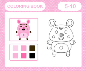 Naklejka premium coloring page of cute pig
