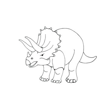 Triceratops dinosaur, vector drawing, children's illustration, element on a white background,coloring