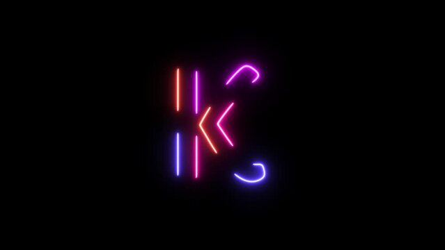 Energy Four Color Neon Filing Effect Alphabet K