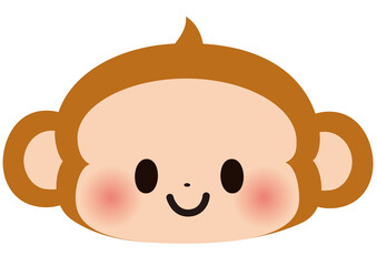 猿,サル,さる,動物,動物園,かわいい,可愛い,顔,干支,申,申年,類人猿,アニマル,年賀,年賀状,モンキー,野生,野生動物,野生生物,デフォルメ,ゆるい,笑顔,単品,シンプル,子供向け,キャラクター,生物,飼育,生き物,サファリパーク,アイコン,イラスト