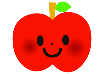 リンゴ,林檎,りんご,フルーツ,果物,食べ物,かわいい,可愛い,キャラクター,青果,八百屋,栄養,食品,給食,生活,食料品,食事,生鮮食品,栽培,農作物,健康,食材,農産物,自然,イラスト,家庭