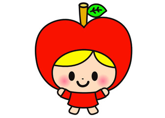 リンゴ,果物,八百屋,給食,食べ物,キャラクター,かわいい,イラスト,栄養,食材,食品,生活,食料品,食事,生鮮食品,農産物,栽培,農作物,家庭,健康,自然,青果