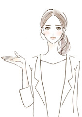 トラブルを解決に導く女性のイラスト素材　コンサルタント