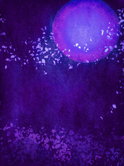 和風なイラスト　月　紫