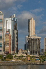 Fototapeta na wymiar View of skyline and waterfront at Panama Bay, Panama City
