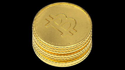 bitcoin gold coin isolated background 3d illustration rendering
