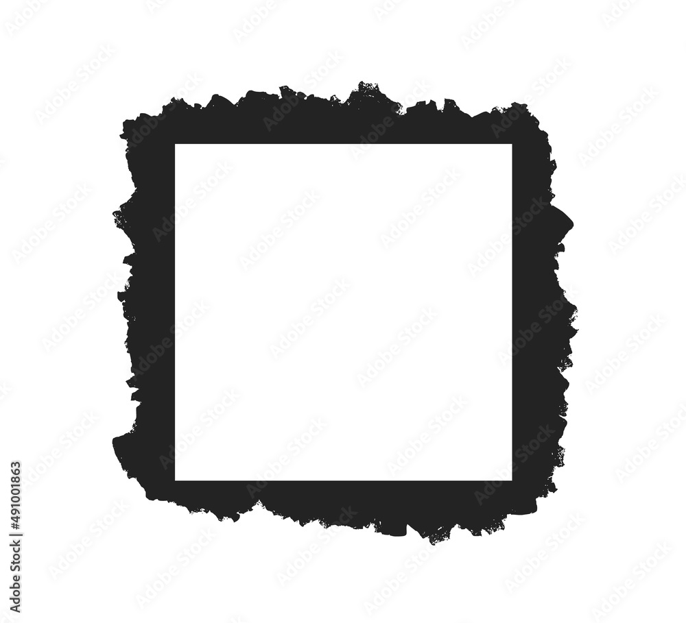 Poster grunge stencil square frame with brush painted frame. template with brush stroke. rectangular border