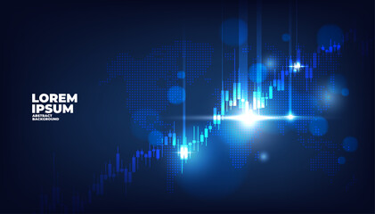 Stock market and exchange candlestick chart. Cryptocurrency concept of growth planning and business strategy background.