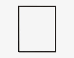 Frame mockup, Blank black picture frame mockup on white wall, single vertical artwork template, Clean, modern, minimalist