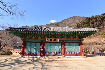 Birojeon Hall of Gakyeonsa Temple in Goesan-gun, South Korea. Filmed on March 3rd, 2022.