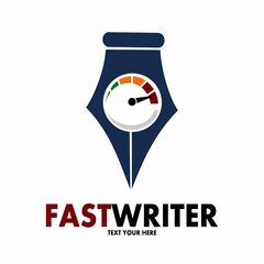 Fast writer vector logo template. This design suitable for business, course and education