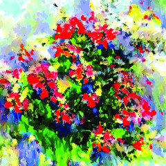 abstract colorful background with splashes Abstract colorful oil, acrylic painting of spring flower. Hand painted brush stroke on canvas. Illustration oil painting floral for background