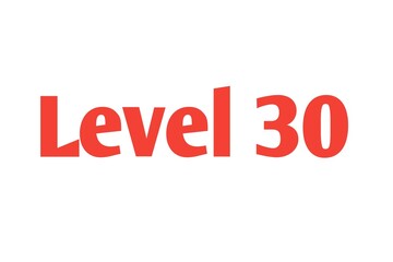 Level 30 sign in Red isolated on white background, 3d illustration
