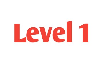 Level 1 sign in Red isolated on white background, 3d illustration