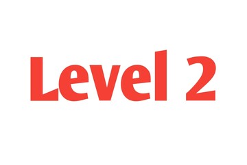 Level 2 sign in Red isolated on white background, 3d illustration