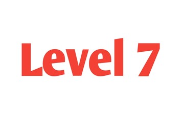 Level 7 sign in Red isolated on white background, 3d illustration