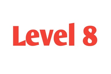 Level 8 sign in Red isolated on white background, 3d illustration