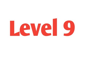 Level 9 sign in Red isolated on white background, 3d illustration.