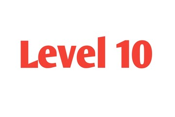 Level 10 sign in Red isolated on white background, 3d illustration.