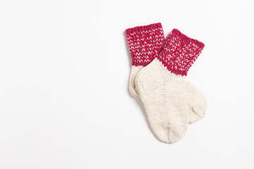 knitted socks on a white background