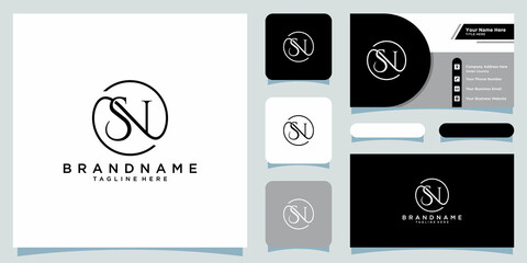 Initial Letter SN logo design template, creative initial NS symbol with business card design