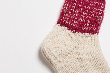 knitted wool socks on a white background