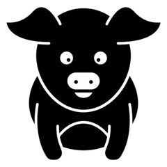 Pig Icon Cartoon. Farm and Livestock Animal Character Symbol Vector
