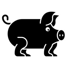 Pig Icon Cartoon. Farm and Livestock Animal Character Symbol