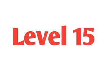 Level 15 sign in Red isolated on white background, 3d illustration