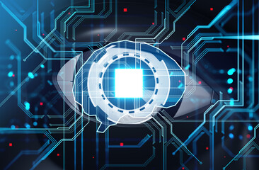 Robot eye and digital brain with connection circuit, hologram