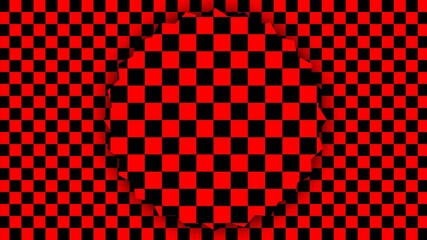red and black checker board with circle 3d style background