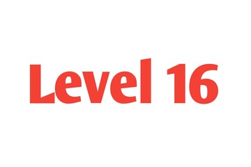 Level 16 sign in Red isolated on white background, 3d illustration.