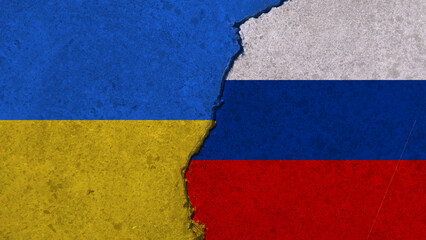 Image with national flag showing the economic impact of the war between Russia and Ukraine.