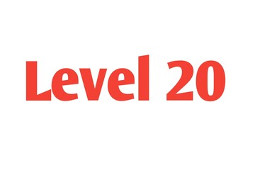 Level 20 sign in Red isolated on white background, 3d illustration