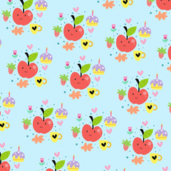 Seamless pattern. red apple and birthday device. pattern For valentine,bed sheets, cover bed, baby pajamas, print, packaging, decoration, wallpaper and design