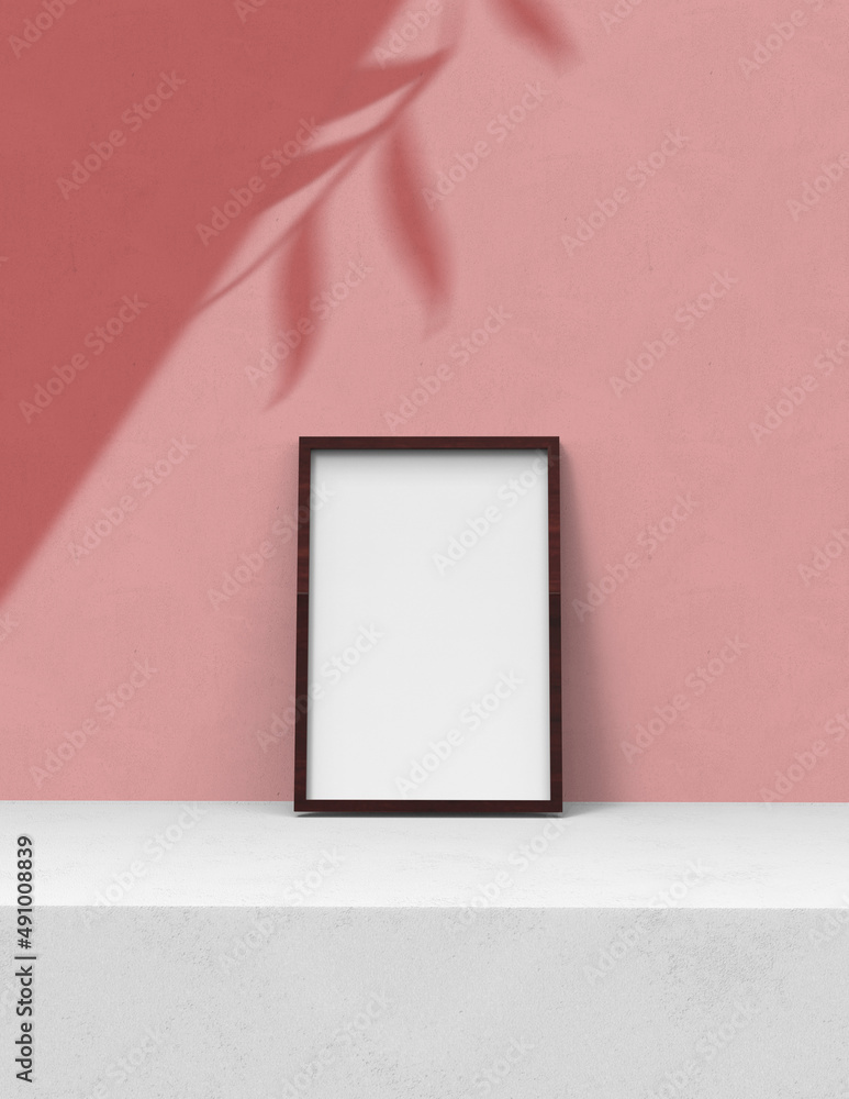Poster frame background using 3d rendering and geometry. framed background mock-up for poster design or exh