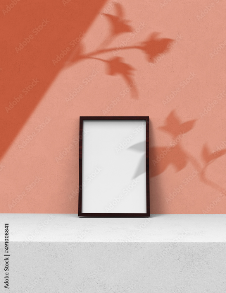 Poster frame background using 3d rendering and geometry. framed background mock-up for poster design or exh