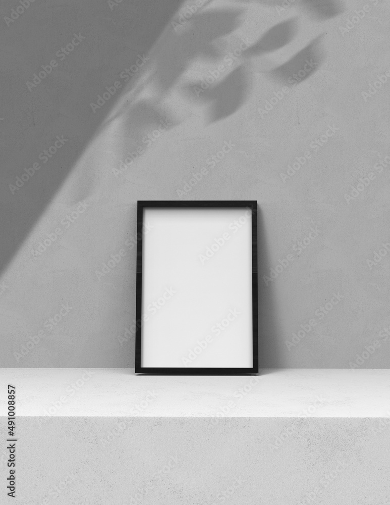 Poster frame background using 3d rendering and geometry. framed background mock-up for poster design or exh