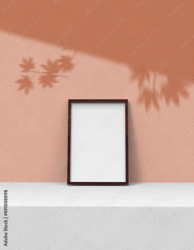 Poster frame background using 3d rendering and geometry. framed background mock-up for poster design or exh