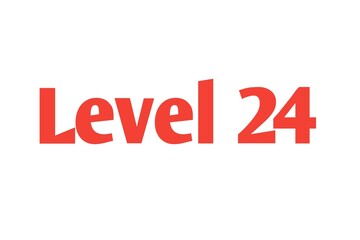 Level 24 sign in Red isolated on white background, 3d illustration