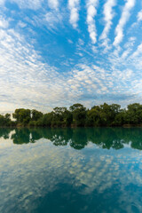 Fototapeta na wymiar cloud reflections in the river