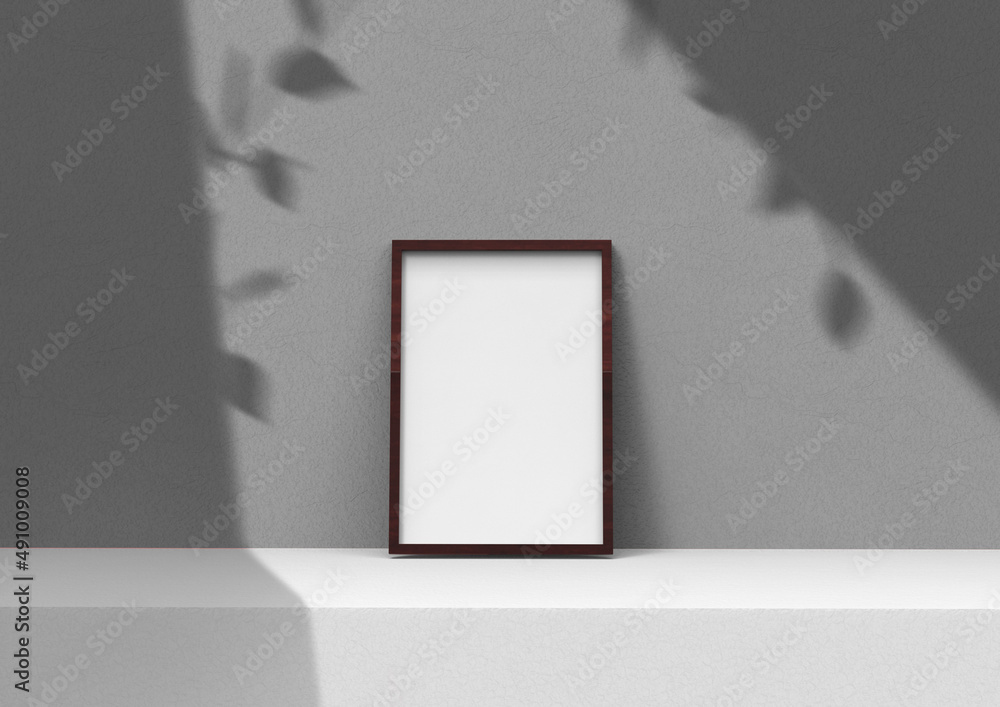 Poster frame background using 3d rendering and geometry. framed background mock-up for poster design or exh