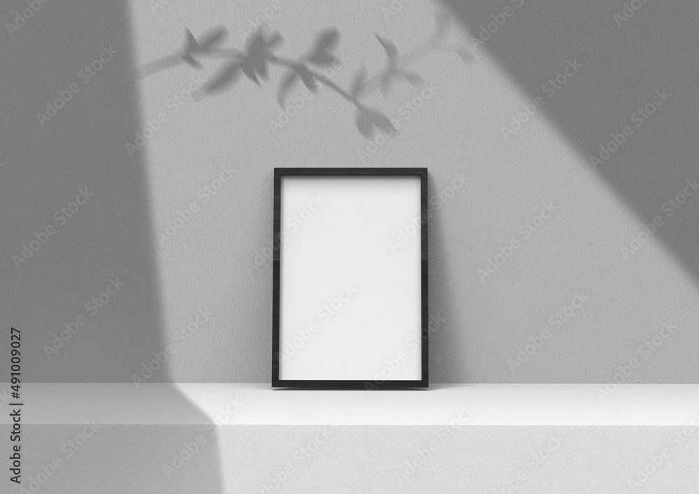 Poster frame background using 3d rendering and geometry. framed background mock-up for poster design or exh